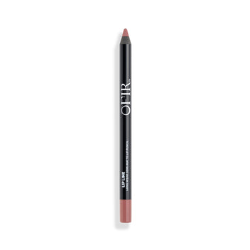 Matte lip liner pencil with a sleek black body and a mauve-colored tip, labeled "OFIR," designed for long-lasting wear.