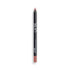 A black lip liner pencil with a rose-colored tip, designed for long-lasting, precise application.