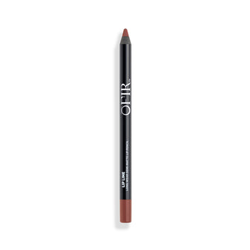 Matte lip liner pencil in a deep brown shade with a sleek black barrel, labeled "OFIR" and "Lip Line Long-Wear."