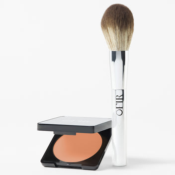 OFIR bundle including The Cloud Powder Brush and Press & set in a deep tan nude shade