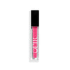Clear tube with bright pink liquid lipstick, featuring a black cap and white lettering on the front.