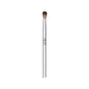 A sleek eyeshadow blending brush with a silver handle and soft, rounded bristles.