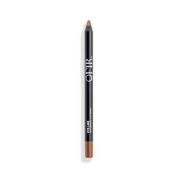 A sleek black eyeliner pencil featuring a brown tip, labeled "OFIR Eye Line Waterproof Eye Pencil."