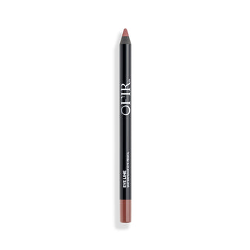 Black waterproof eye pencil with a brown tip, branded with "OFIR" for precise and long-lasting application.
