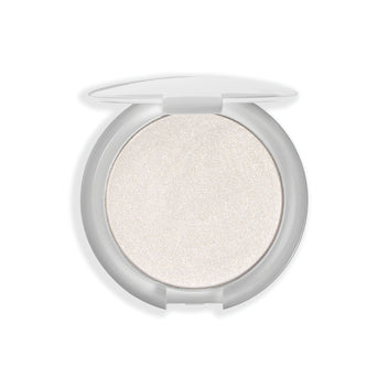 Compact case with a shimmering white highlighter enclosed.