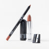 OFIR Off Pink Lip Kit. Lip Line longwear demi-matte lip pencil, Lip Rouge lipstick in Off Pink, and OFIR sharpener on white background