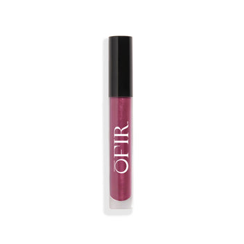 Clear tube of a rich berry pink liquid lip gloss with a black cap
