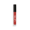Clear tube of a brick brown red shade liquid lip gloss with a black cap