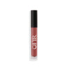 Clear tube of a warm terracota pink liquid lip gloss with a black cap