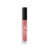 Clear tube of a dusty rose pink liquid lip gloss with a black cap