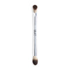 Dual-ended silver makeup brush with soft bristles