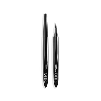 Two sleek, black liquid eyeliner pens designed for precise application, showcasing a modern and elegant design.