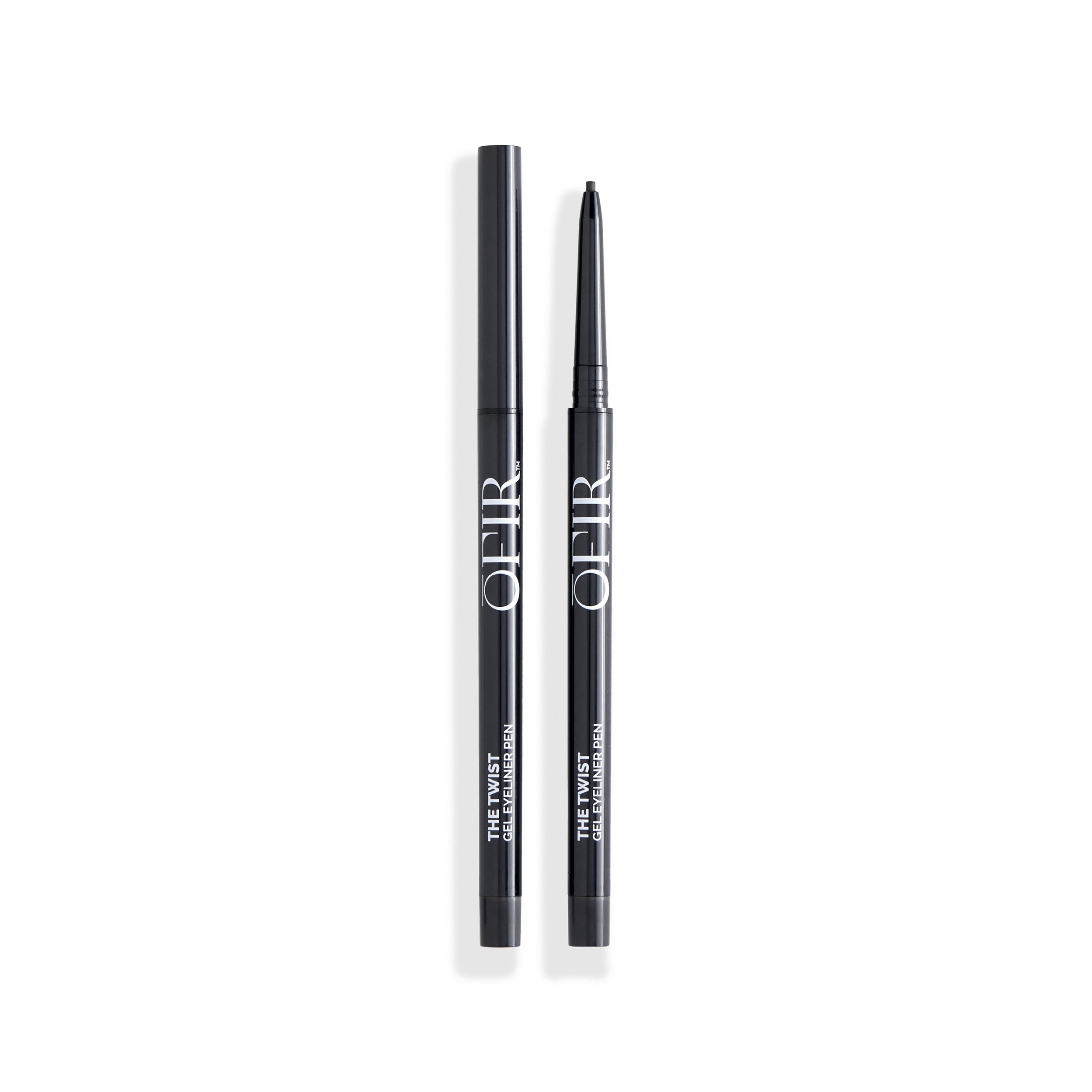 Two sleek black twist-up eyeliner pens with 