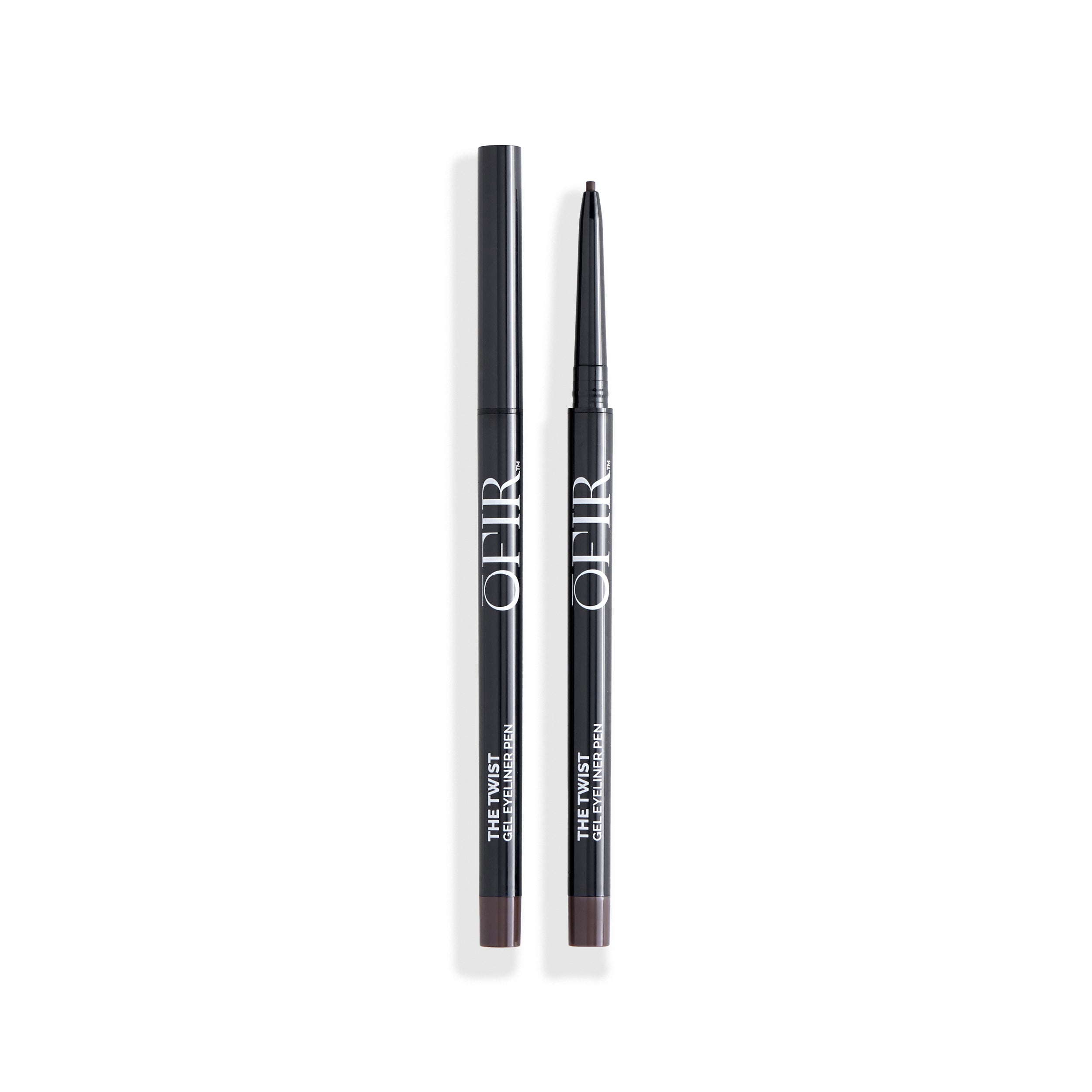 Two sleek, black twist-up eyeliner pencils with 