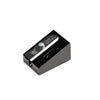 Compact black makeup pencil sharpener with a steel blade, designed for precise sharpening of cosmetic pencils.