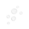 Clear liquid droplets of varying sizes scattered on a white background.