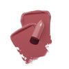 Pink lipstick swatch and bullet showcasing a creamy texture and rich pigmentation on a white background.