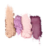 Four crushed mauve eyeshadow swatches, showcasing shimmer, texture, and pigment intensity