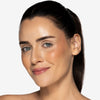 Full face make up look showcasing a dusty rose pink lip gloss