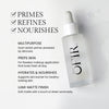 Transparent bottle of OFIR primer with a dropper, highlighted features include priming, refining, and nourishing properties. Described as multipurpose, it preps skin for flawless makeup, hydrates for healthy appearance, and provides a soft matte finish with sheer luminosity.