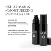 Black cylindrical spray bottles with a minimalist design labeled "OFIR." Features include skin shielding, moisturizing, and non-drying properties. Promotes botanical extracts for radiance and protection, and a fragrance-free fine mist for defense against blue light.
