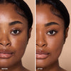 Before and after comparison showcasing enhanced skin texture and appearance, highlighting the impact of a cosmetic product.