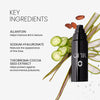 Key Ingredients image for Ever Set. Text reads "Allantoin. Helps improve skin's texture" "Sodium Hyaluronate. Reduces the appearance of fine lines" and "Theobroma Cocoa Seed Extract. Helps protect against environmental pollurtants"