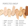 Layout of 8 concealer swatches showing the full range of colors. Each swatch is labeled with its name and description, ranging from 'Porcelain-Very Fair Warm' to 'Sable-Deep Neutral' 