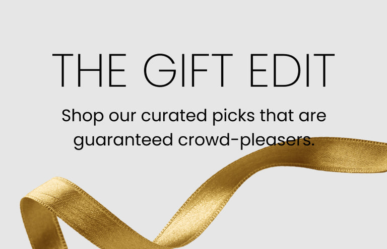 Promotional Banner. Text reads "THE GIFT EDIT. Shop our curated picks that are guaranteed crowd-pleasers"