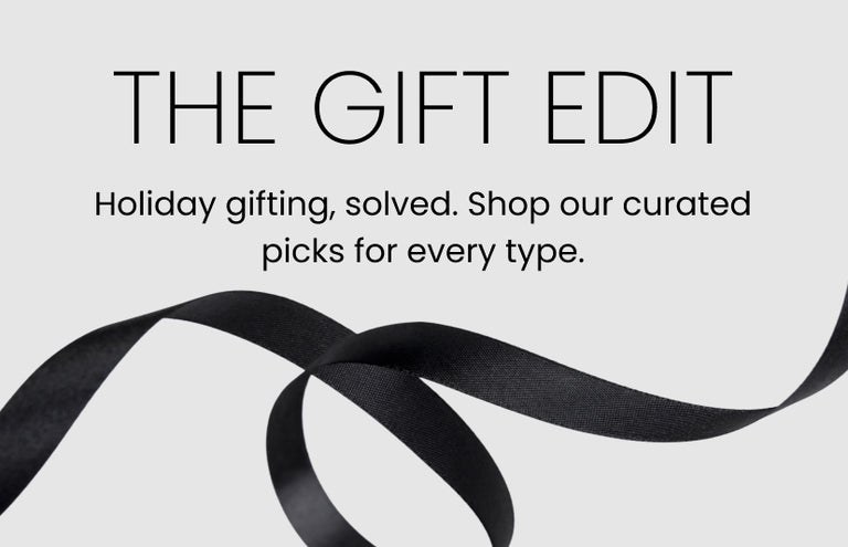promotional banner. Text reads: "The Gift Guide. Holiday gifting, solved. Shop our curated picks for every type"