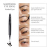 Step-by-step eyeliner tutorial for hooded eyes, featuring application tips for creating a winged effect using a precision pen.
