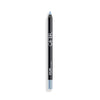 Waterproof eye pencil with a sleek black body and light blue tip, designed for precise and long-lasting application.