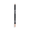 Black waterproof eye pencil with branded text, featuring a nude shade at the tip for precise application.